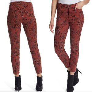 ELLA MOSS ANTHROPOLOGIE High Rise Ankle Skinny Jeans Rust Brown Cheetah Leopard